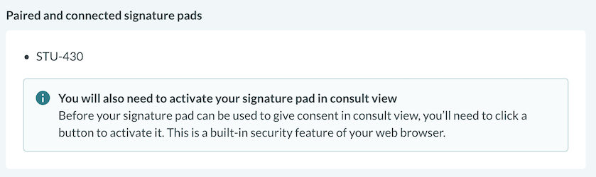 Signature pad setup – HID paired