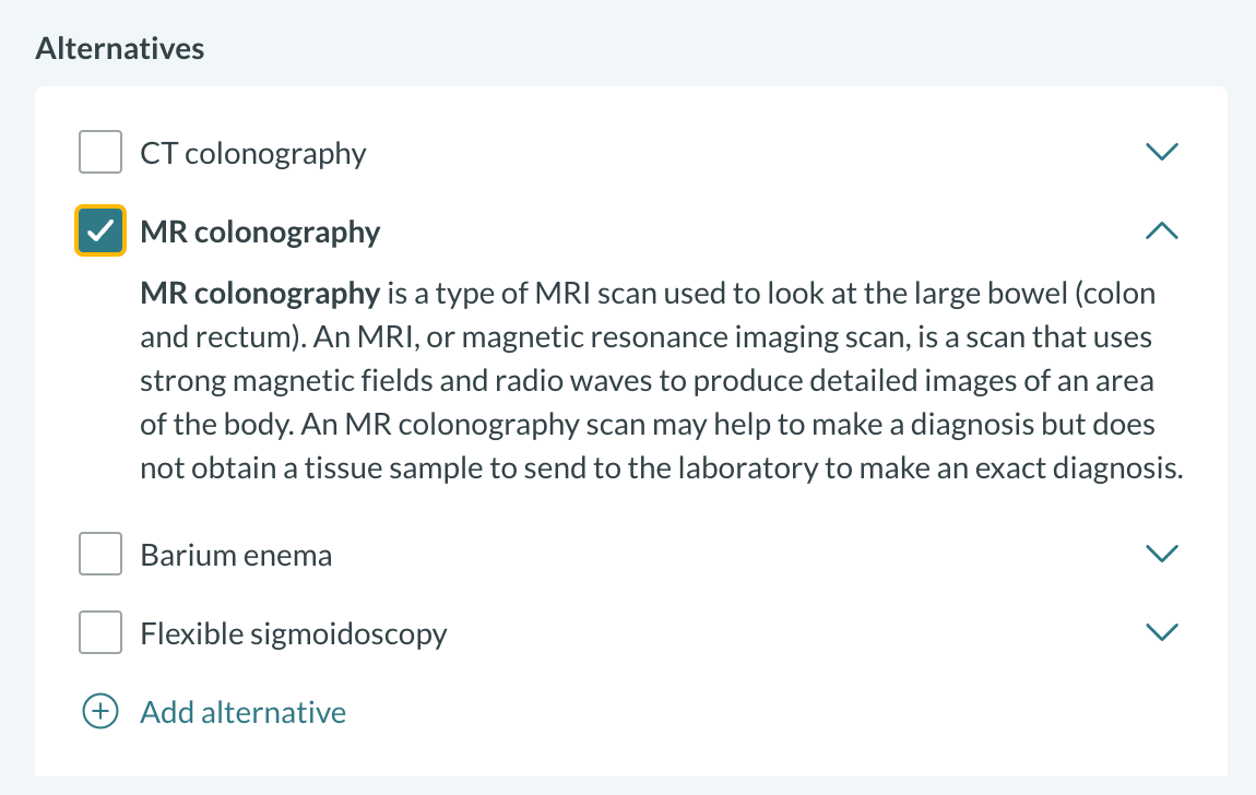 Element lay description in clinician view