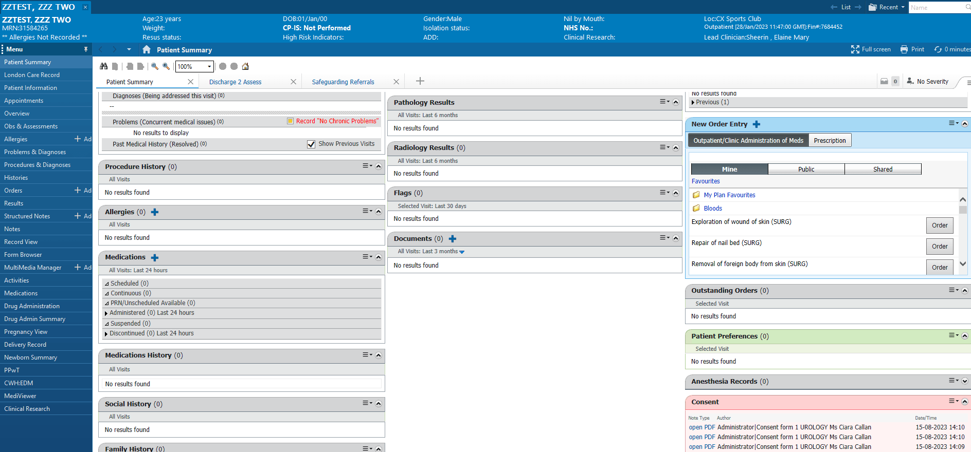 Consent form widget on Patient Summary tab in Cerner Powerchart